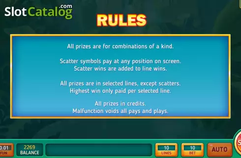 Game Rules screen. Birds Deluxe slot