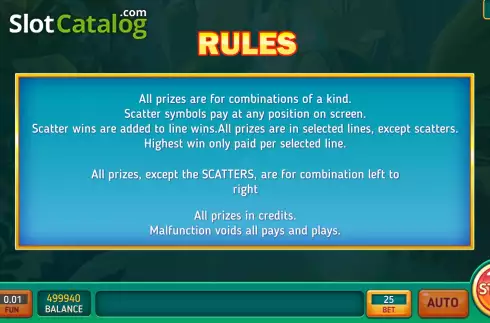 Game Rules screen. Royal Ara slot