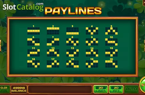 Paylines screen. Clover Tale slot