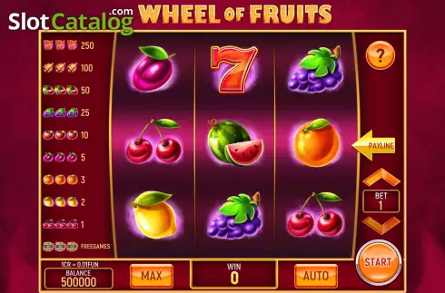 Game screen. Wheel of Fruits (3x3) slot