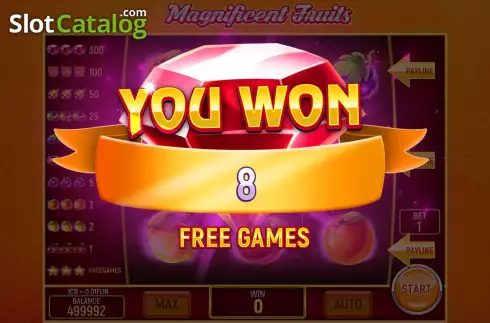 Free Spins screen. Magnificent Fruits (3x3) slot