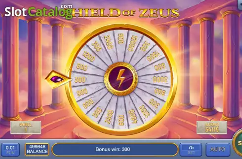 Bonus Win screen. Shield of Zeus slot