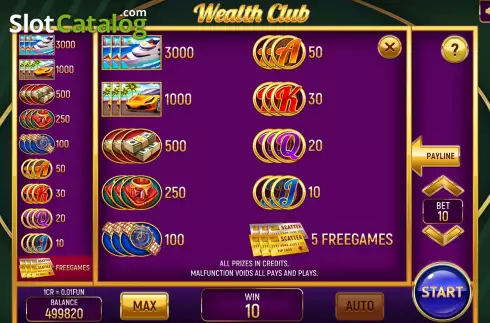 Ekran9. Wealth Club (3x3) yuvası