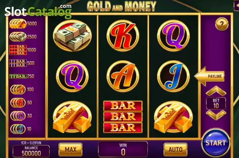 Game screen. Gold and Money (Pull Tabs) slot