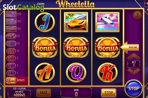 Bonus Game screen. Wheelella (3x3) slot