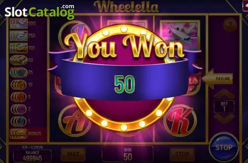 Win Bonus Game screen. Wheelella (3x3) slot