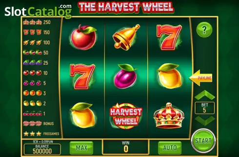 Game screen. The Harvest Wheel (3x3) slot