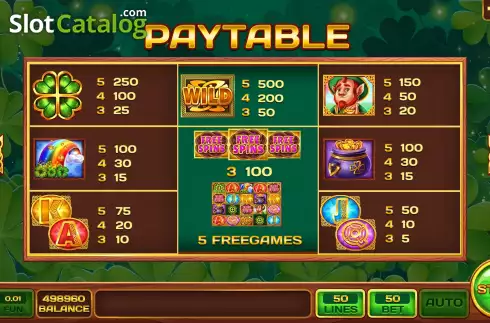 Paytable screen. Rainbow Reels (InBet Games) slot