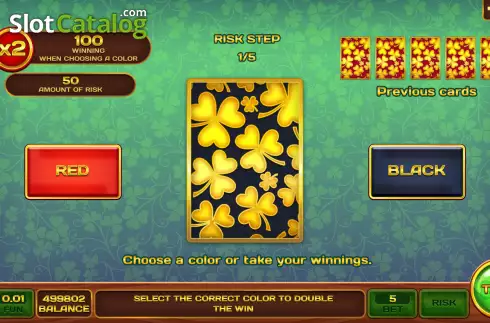 Risk Game screen. Clover Kingdom slot