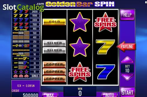 Game screen. Golden Bar Spin (3x3) slot