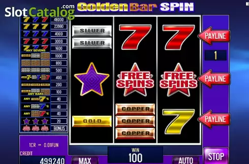 Ecran7. Golden Bar Spin (3x3) slot