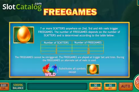 Game Features screen. Fruit Monsun slot