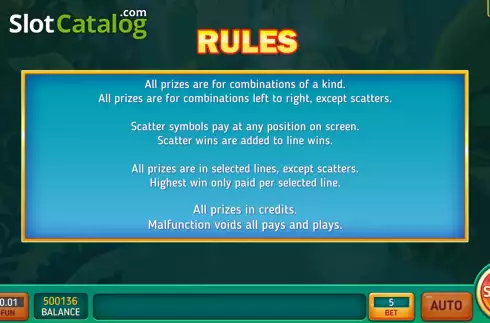 Game Rules screen. Wild Tropic Bird slot