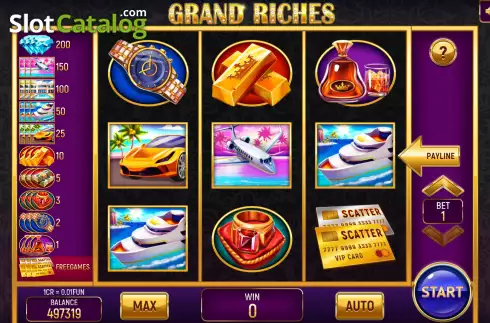 Reel screen. Grand Riches (Pull Tabs) slot