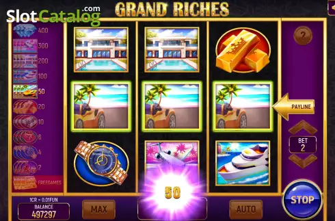 Win screen. Grand Riches (Pull Tabs) slot