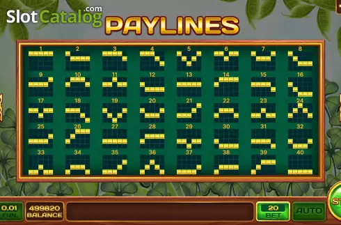 PayLines screen. Green Hat Man slot