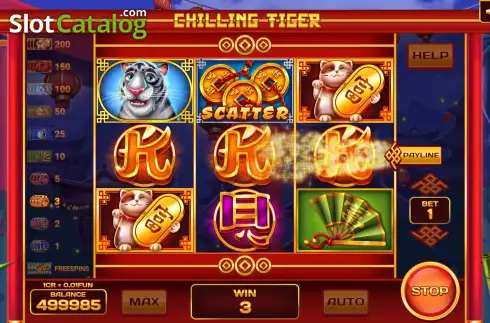 Win screen. Chilling Tiger (Pull Tabs) slot