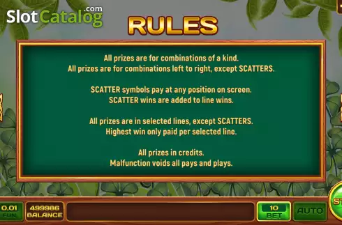 Game Rules screen. Graceful Green slot