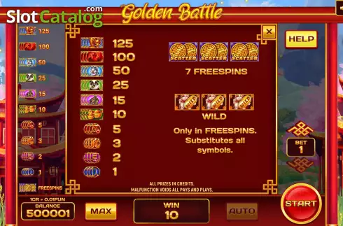 Ekran6. Golden Battle (Pull Tabs) yuvası