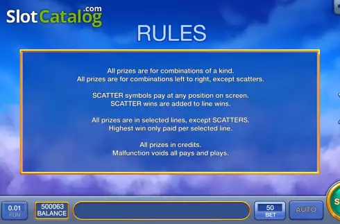 Game Rules screen. Lightning God Zeus slot