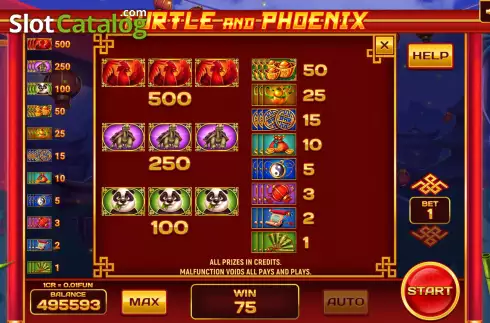 Bildschirm5. Turtle and Phoenix (Pull Tabs) slot