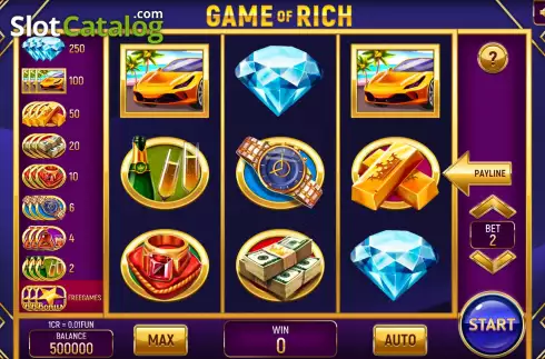 Game screen. Game of Rich (3x3) slot