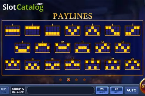 PayLines screen. Mysterious Hieroglyphs slot