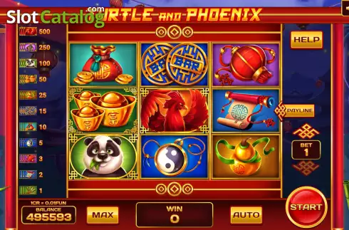 Reel screen. Turtle and Phoenix (3x3) slot