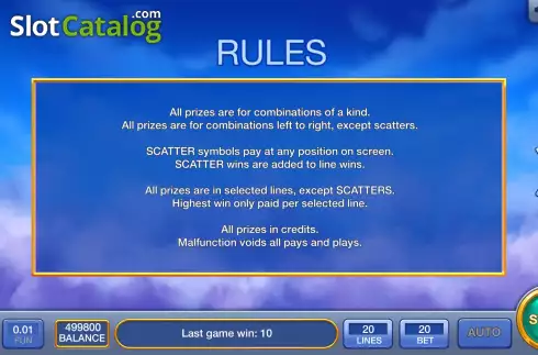 Game Rules screen. Wealth of Zeus slot