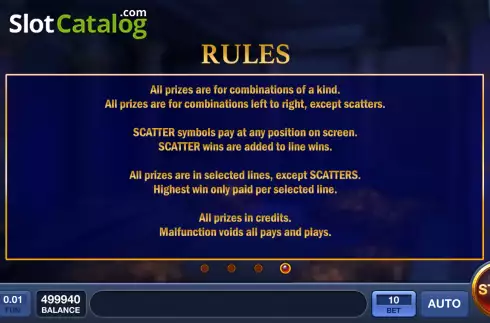 Game Rules screen. Great Pharaoh slot