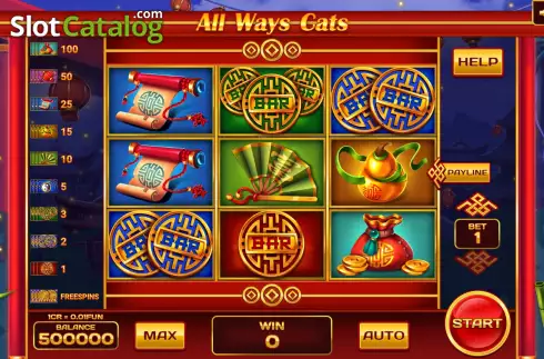 Game screen. All Ways Cats (Pull Tabs) slot