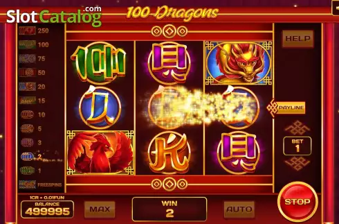 Win screen. 100 Dragons (Pull Tabs) slot