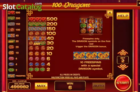 Скрин9. 100 Dragons (3x3) слот