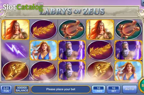 Game screen. Labrys Of Zeus slot