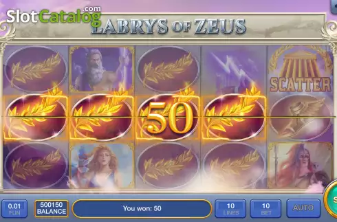 Win screen 4. Labrys Of Zeus slot