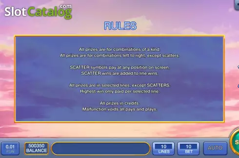 Game Rules screen. Labrys Of Zeus slot