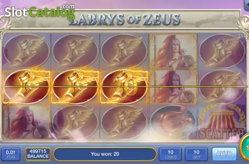 Win screen 3. Labrys Of Zeus slot