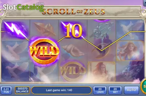 Win screen. Scroll Of Zeus slot