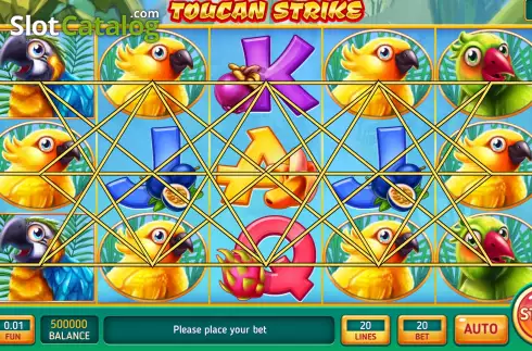 Game screen. Toucan Strike slot