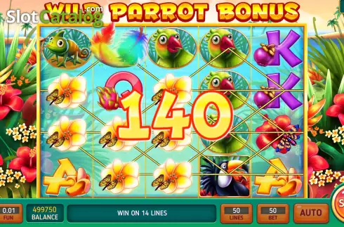 Win screen. Wild Parrot Bonus slot