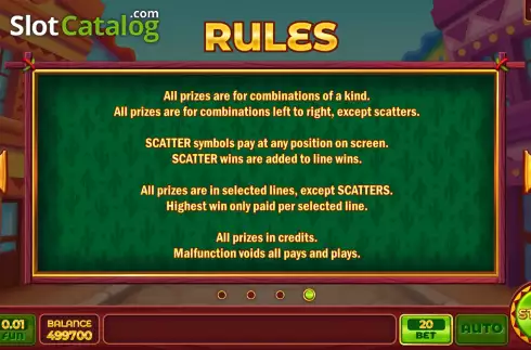Game Rules screen. 20 Peppers slot