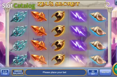 Reel screen. Zeus Secret slot