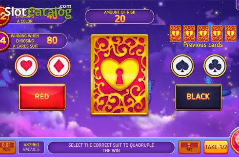 Risk Game screen. Amour LAmour slot