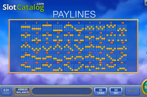 PayLines screen. Strong Zeus slot
