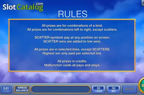 Game Rules screen. Strong Zeus slot