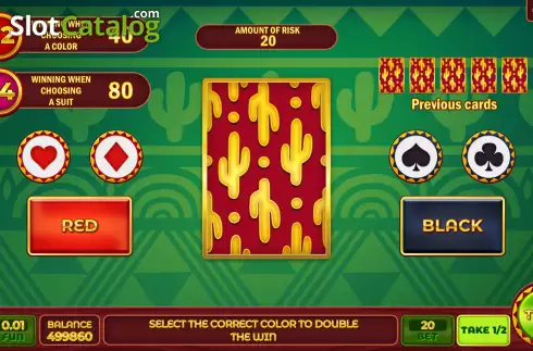 Risk Game screen. Spicy And Tasty slot