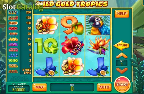 Game screen. Wild Gold Tropics (Pull Tabs) slot