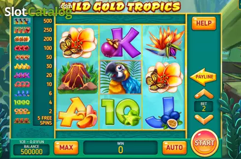 Game screen. Wild Gold Tropics (3x3) slot