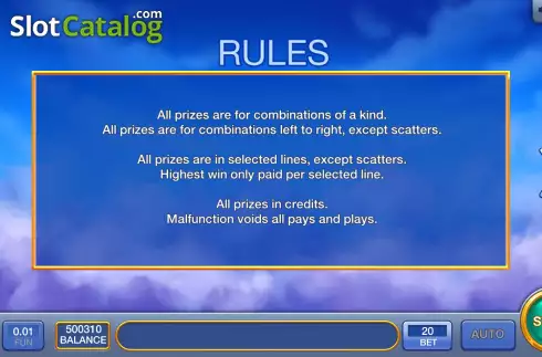 Game Rules screen. Zeus Game slot