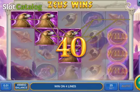 Win screen. Zeus Wins slot